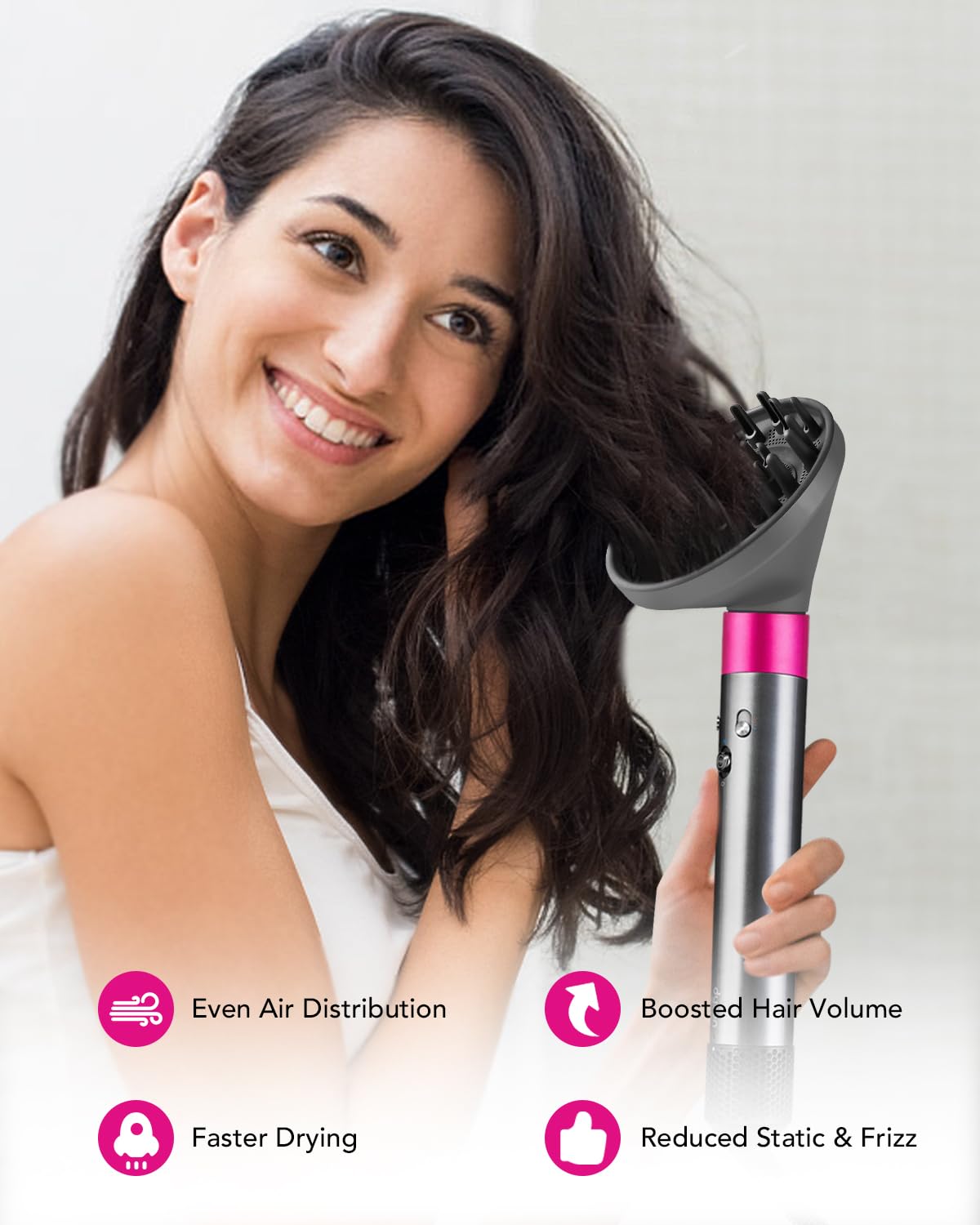 TOSAGE diffuser nozzle front view shows durable materials for long-lasting styling.