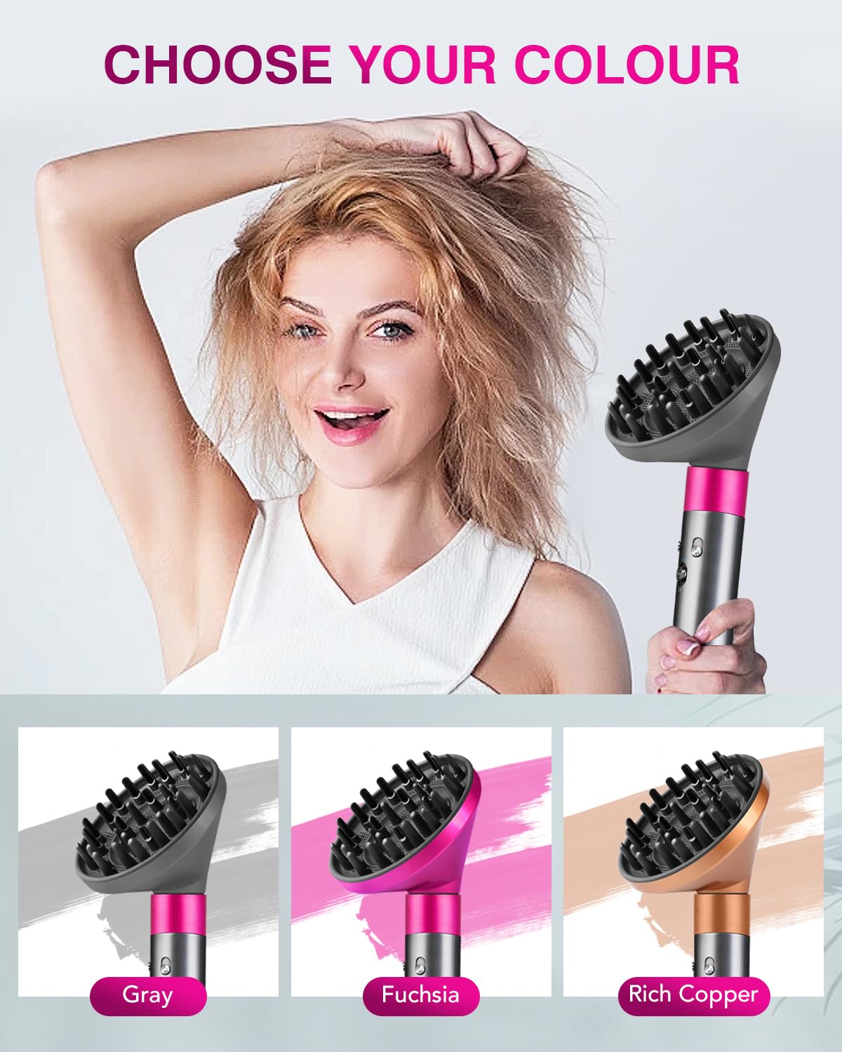 TOSAGE diffuser nozzle product-shot conveys salon-quality results at home.