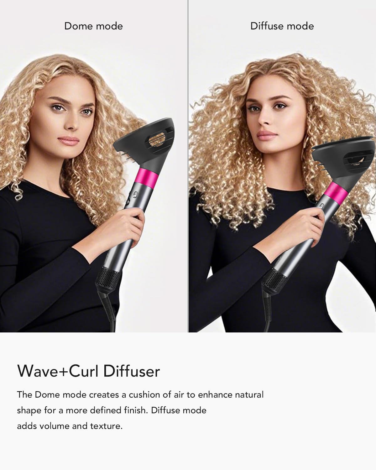 TOSAGE Dyson Airwrap diffuser with 24 prongs promotes rapid drying and defined waves.