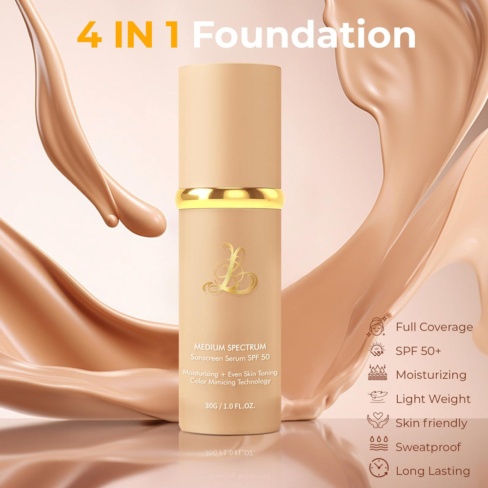 TOSOUATOP 4in1 foundation swatches show medium spectrum blend with natural tones.