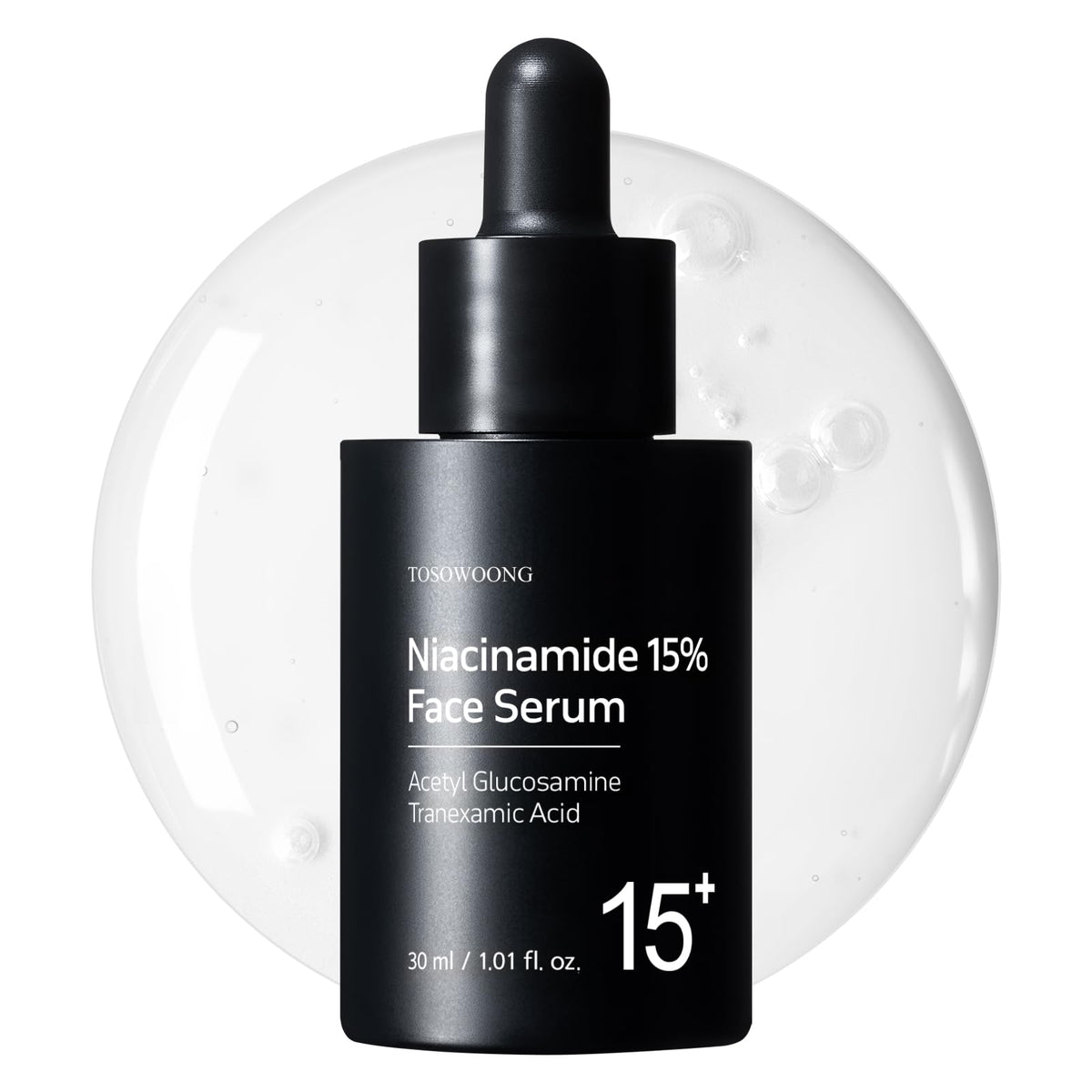 TOSOWOONG Niacinamide 15% serum bottle close-up for pore refinement