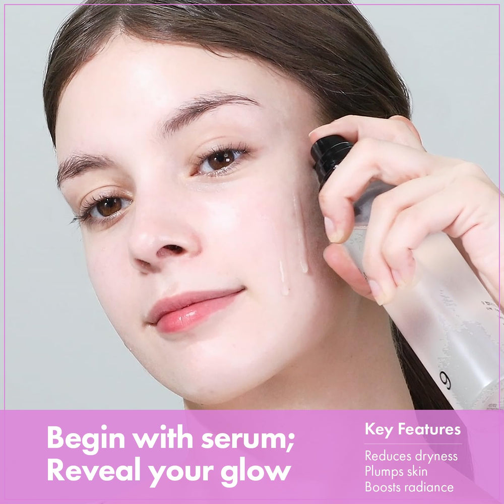 TOSOWOONG 9-peptide serum pump application highlighting fast absorption for layering