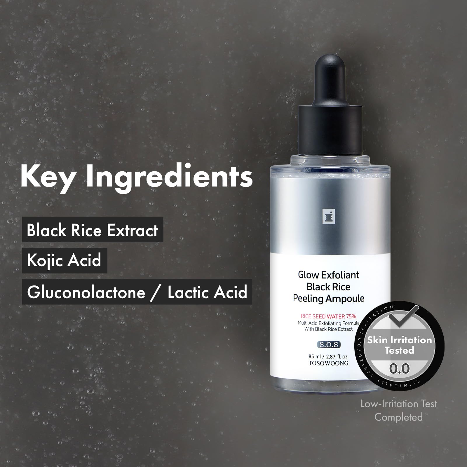 TOSOWOONG ampoule being poured into hand for gentle exfoliation step