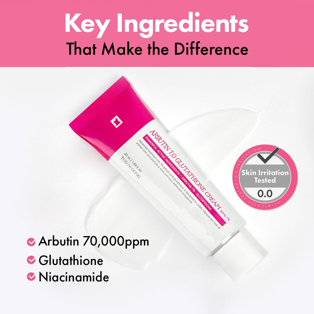 TOSOWOONG Arbutin Cream pump-cap display for clean, convenient daily use.