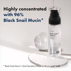 TOSOWOONG close-up label showing 96% snail filtrate and formula benefits