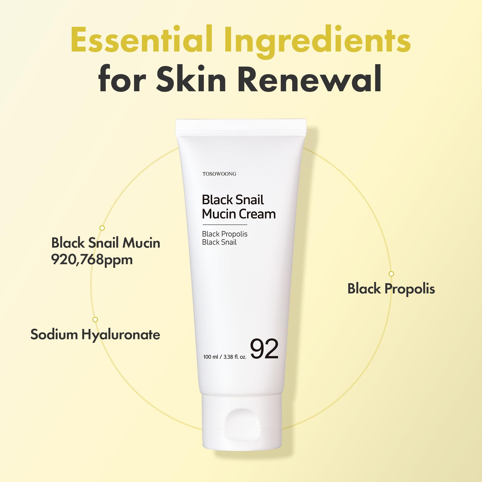 TOSOWOONG Black Snail Mucin 92% texture application scene for lightweight moisture