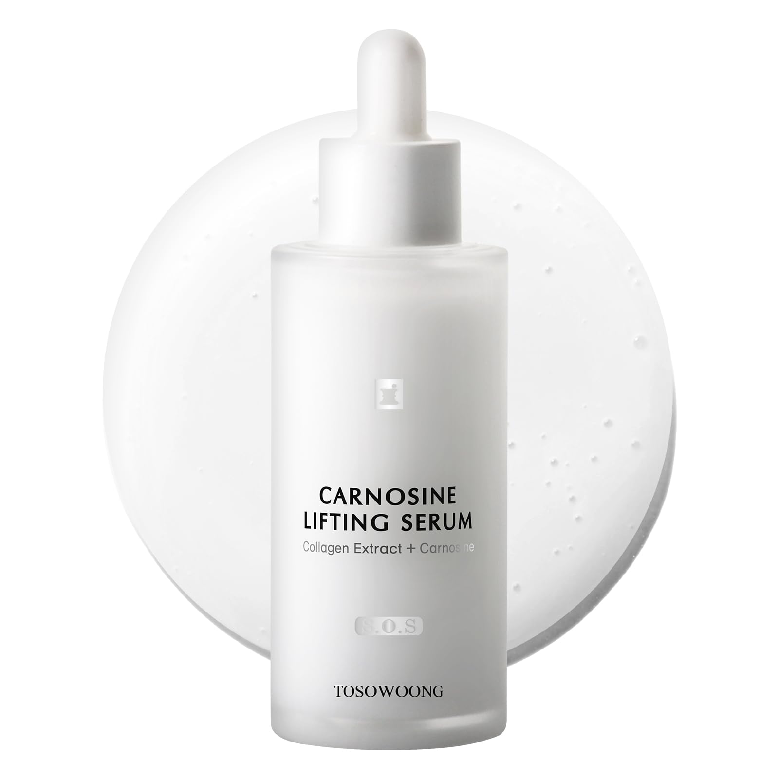 TOSOWOONG bottle front view showing clear label and firming serum benefits