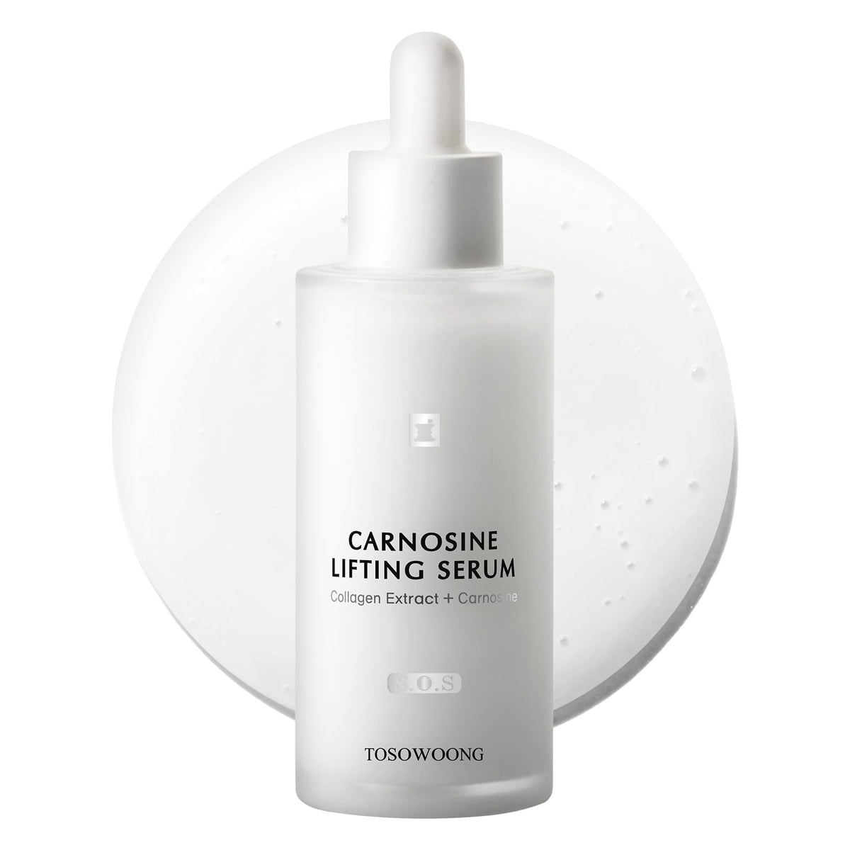 TOSOWOONG bottle front view showing clear label and firming serum benefits