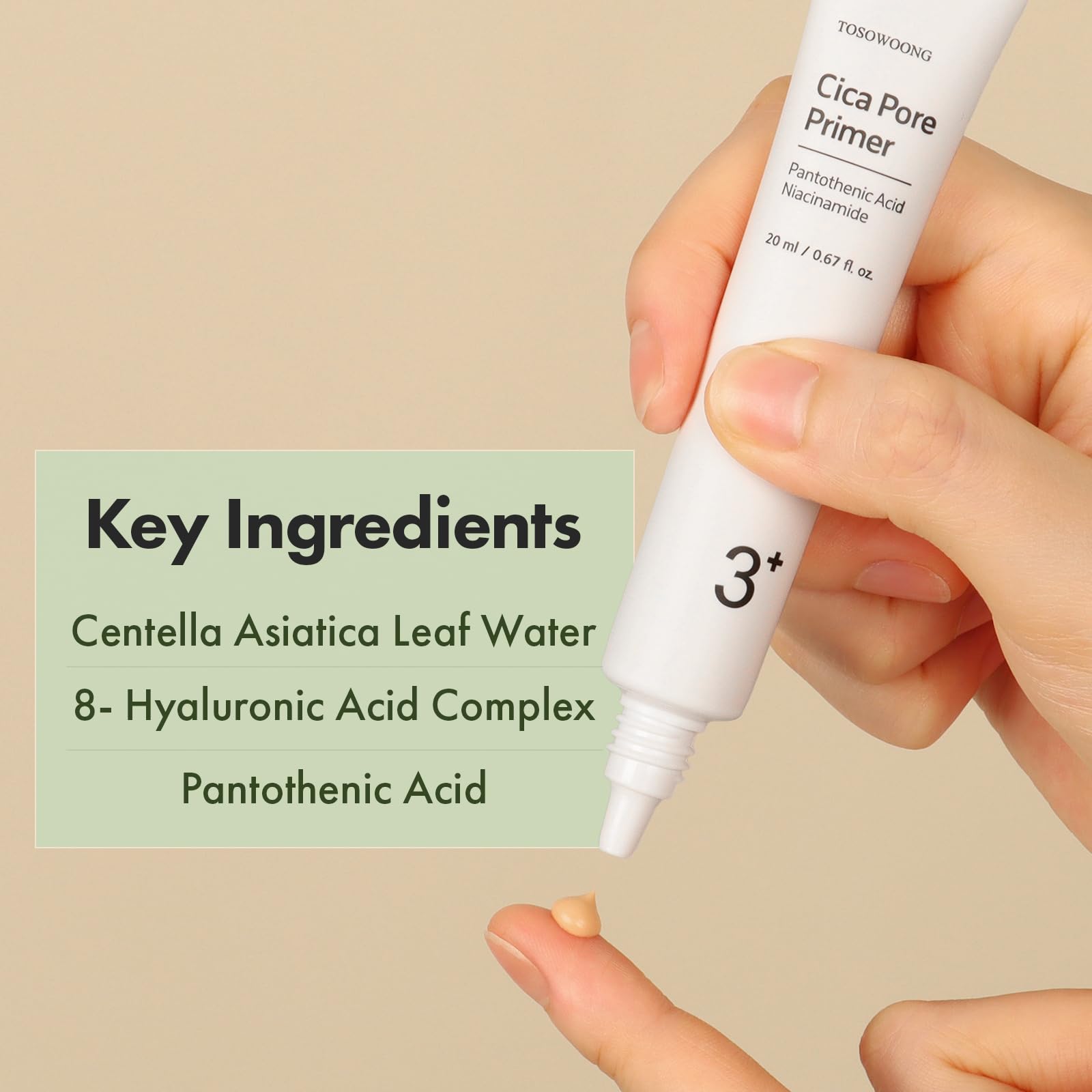 TOSOWOONG Cica Pore Primer delivers a refined matte finish and smooth complexion.