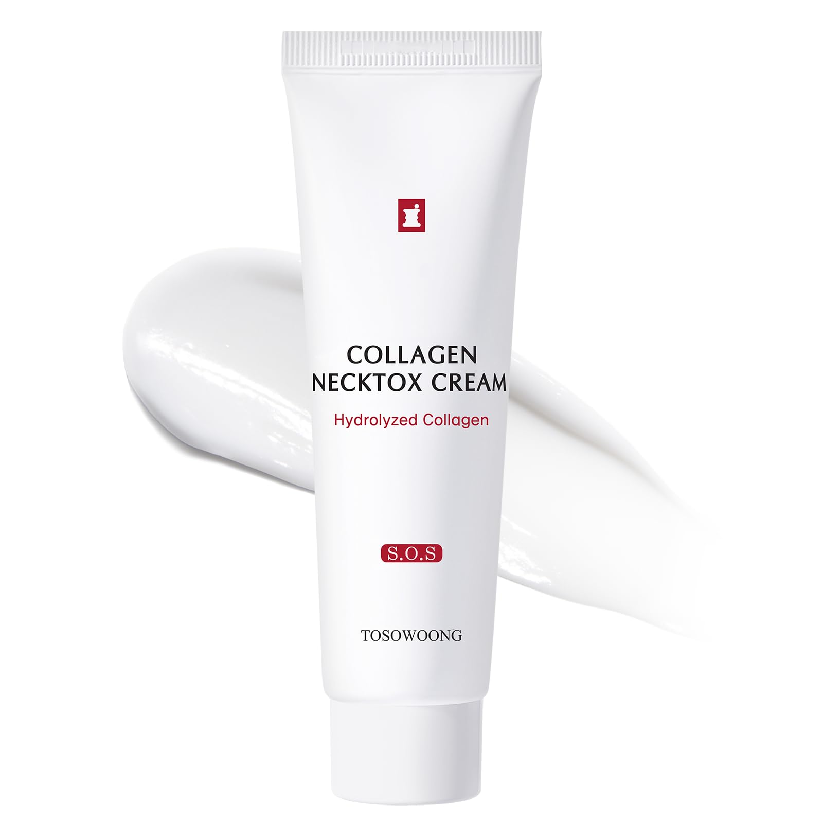 TOSOWOONG Collagen Necktox Cream tube closeup for firming neck skin