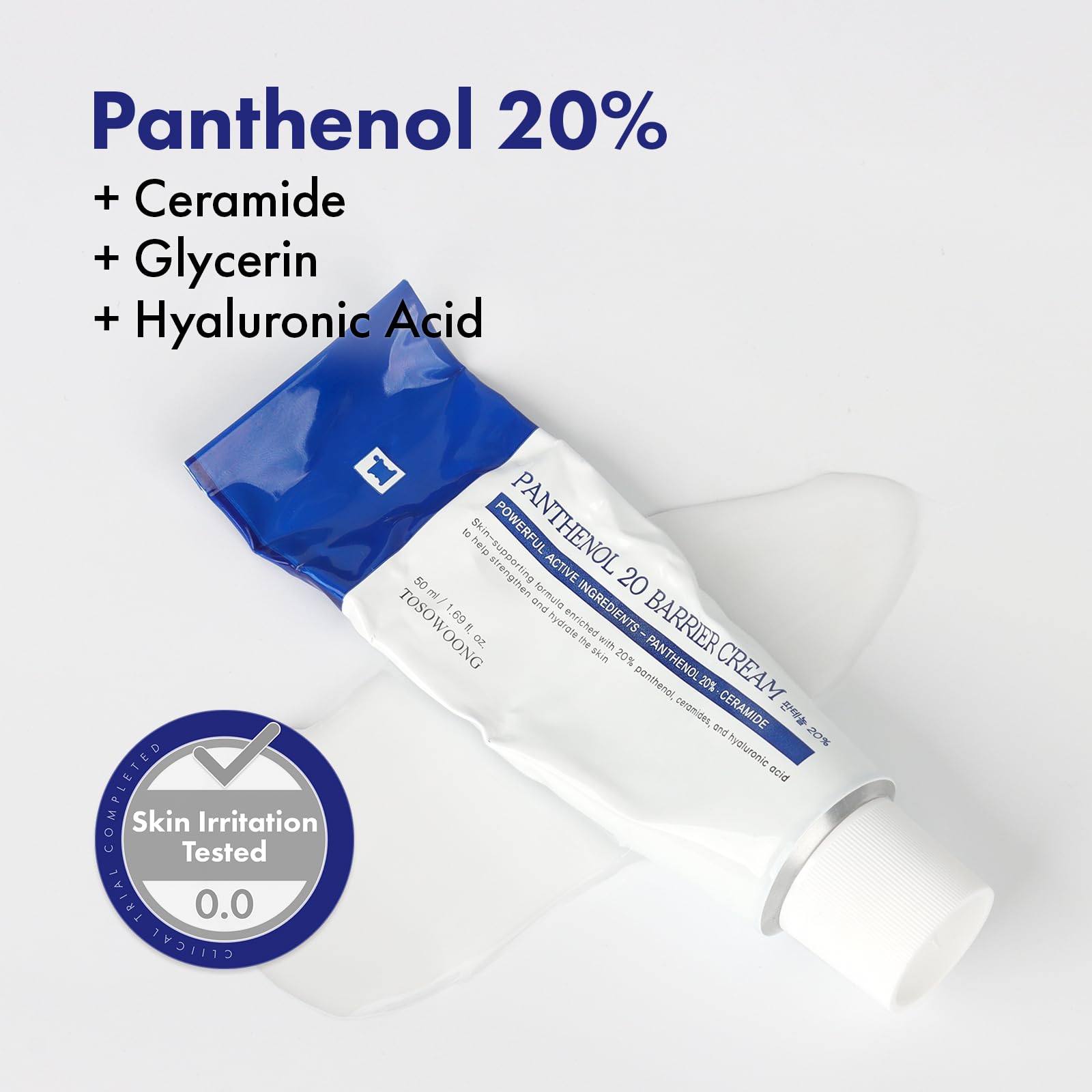 TOSOWOONG cream spread on hand demonstrating quick absorption benefit