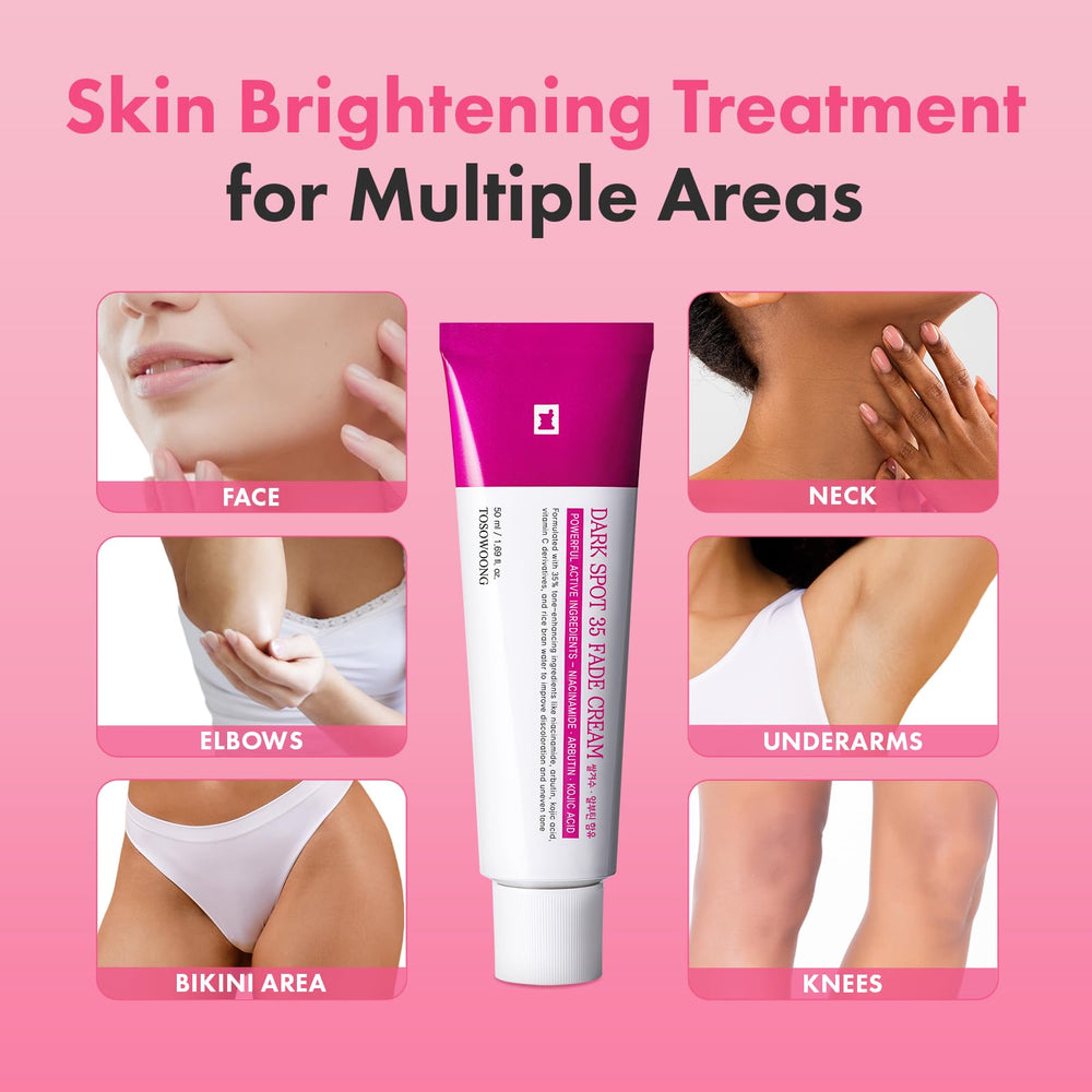 Tosowoong Dark Spot 35 face application demonstrates easy spread for targeted brightening.