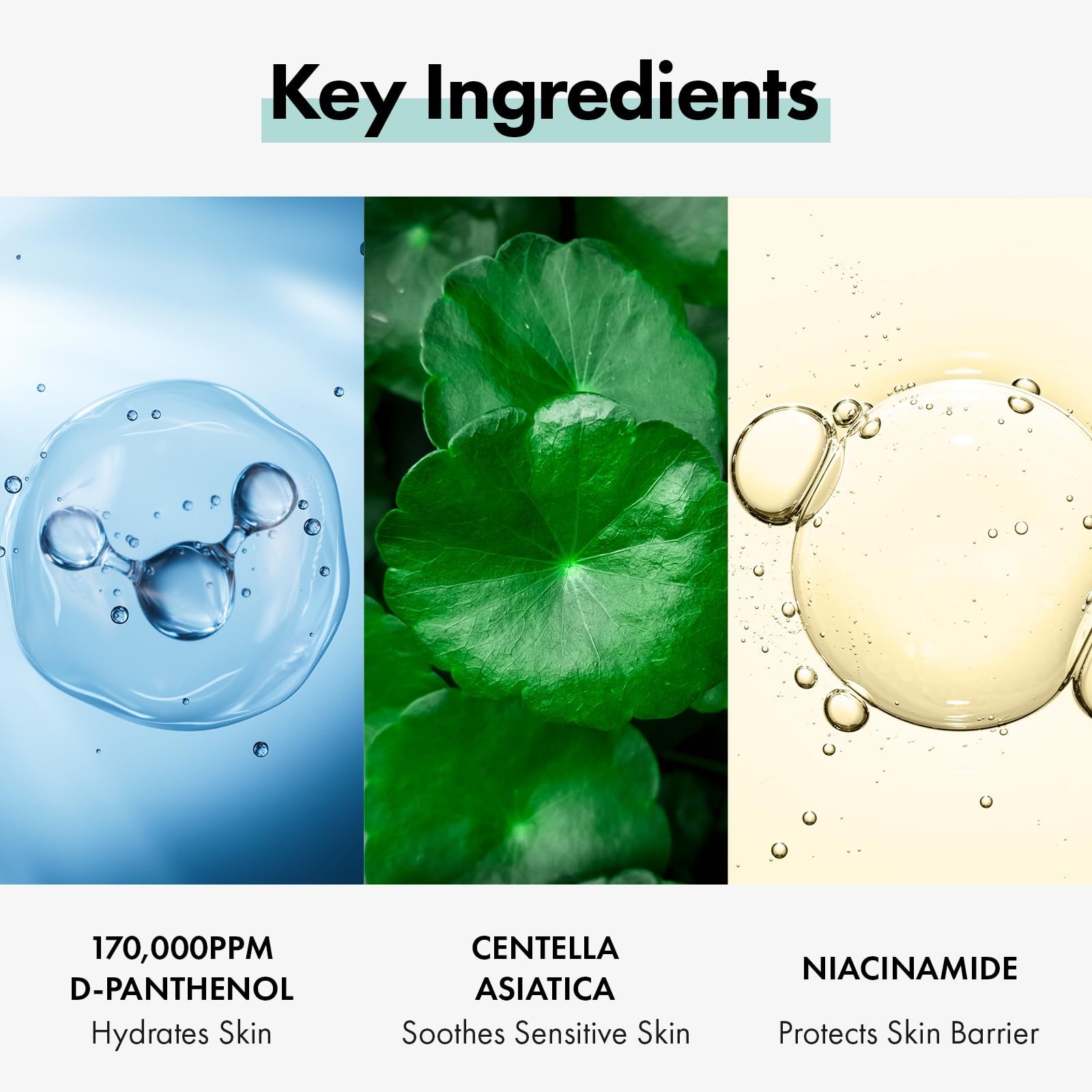 Ingredients panel of TOSOWOONG Dexpanthenol Cream focusing on panthenol benefits.