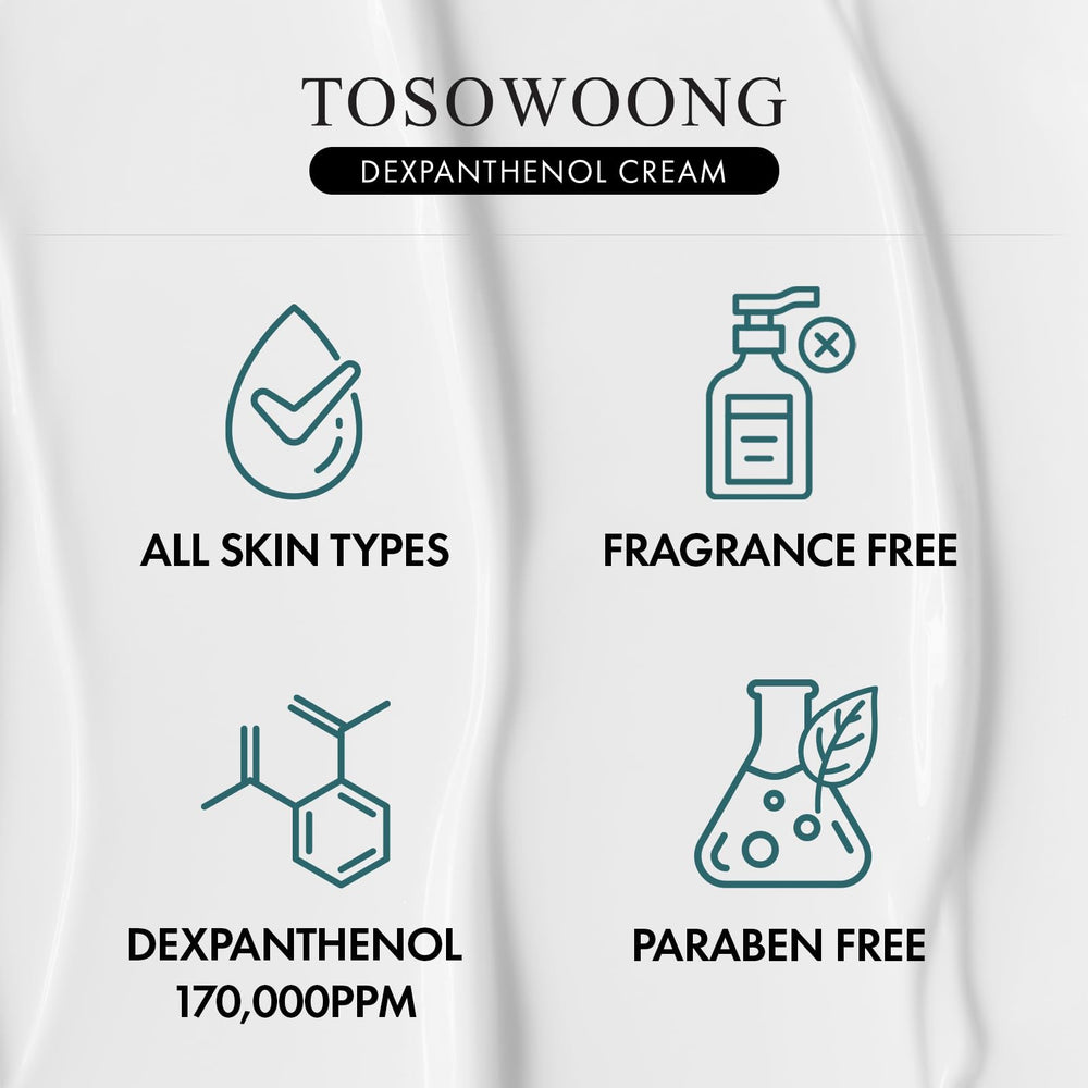Applying TOSOWOONG Dexpanthenol Cream on skin for hydration and comfort.