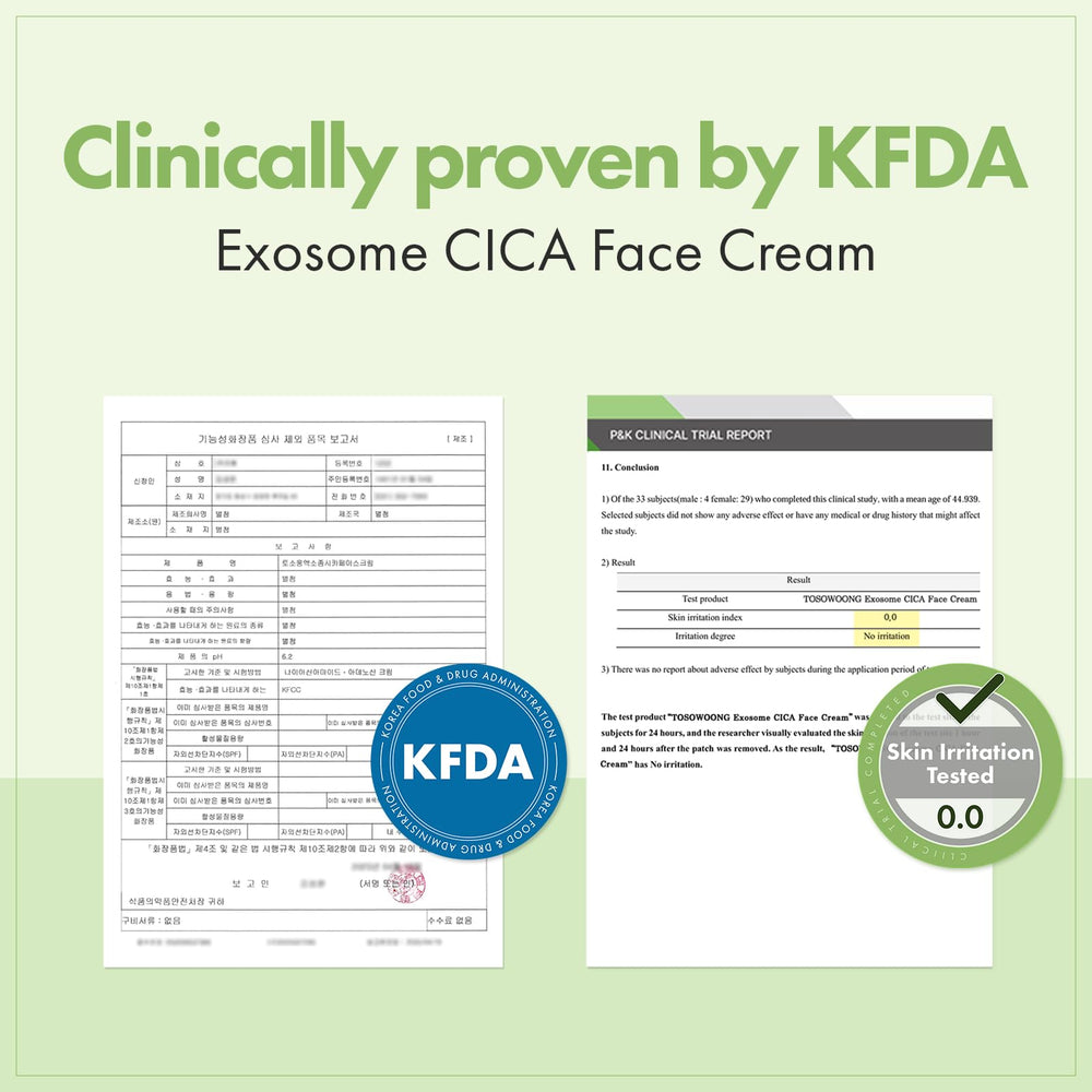 TOSOWOONG Exosome CICA Face Cream morning routine application for calm, hydrated skin.