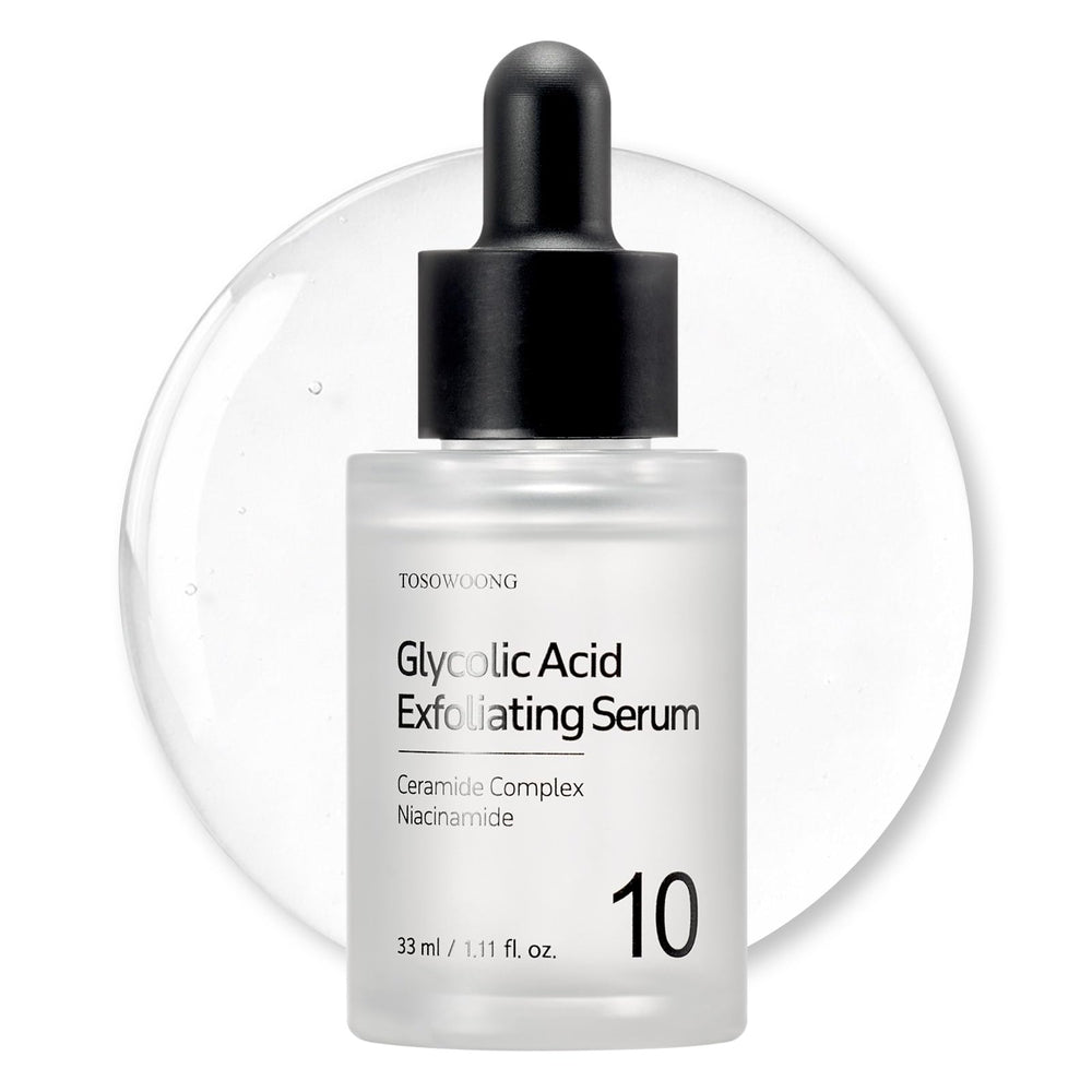 TOSOWOONG front bottle shot showing sleek packaging and clear serum benefits