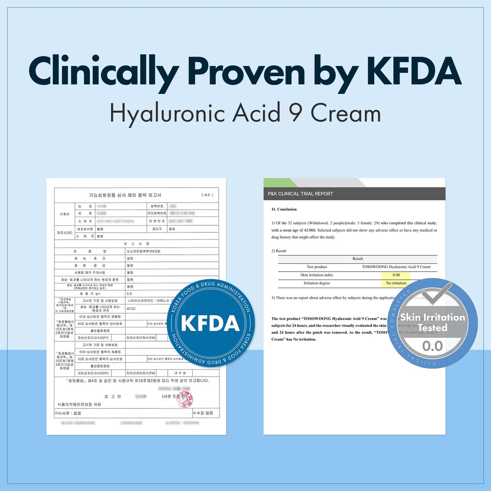 Application shot suggesting daily routine with TOSOWOONG Hyaluronic Acid 9 Cream.