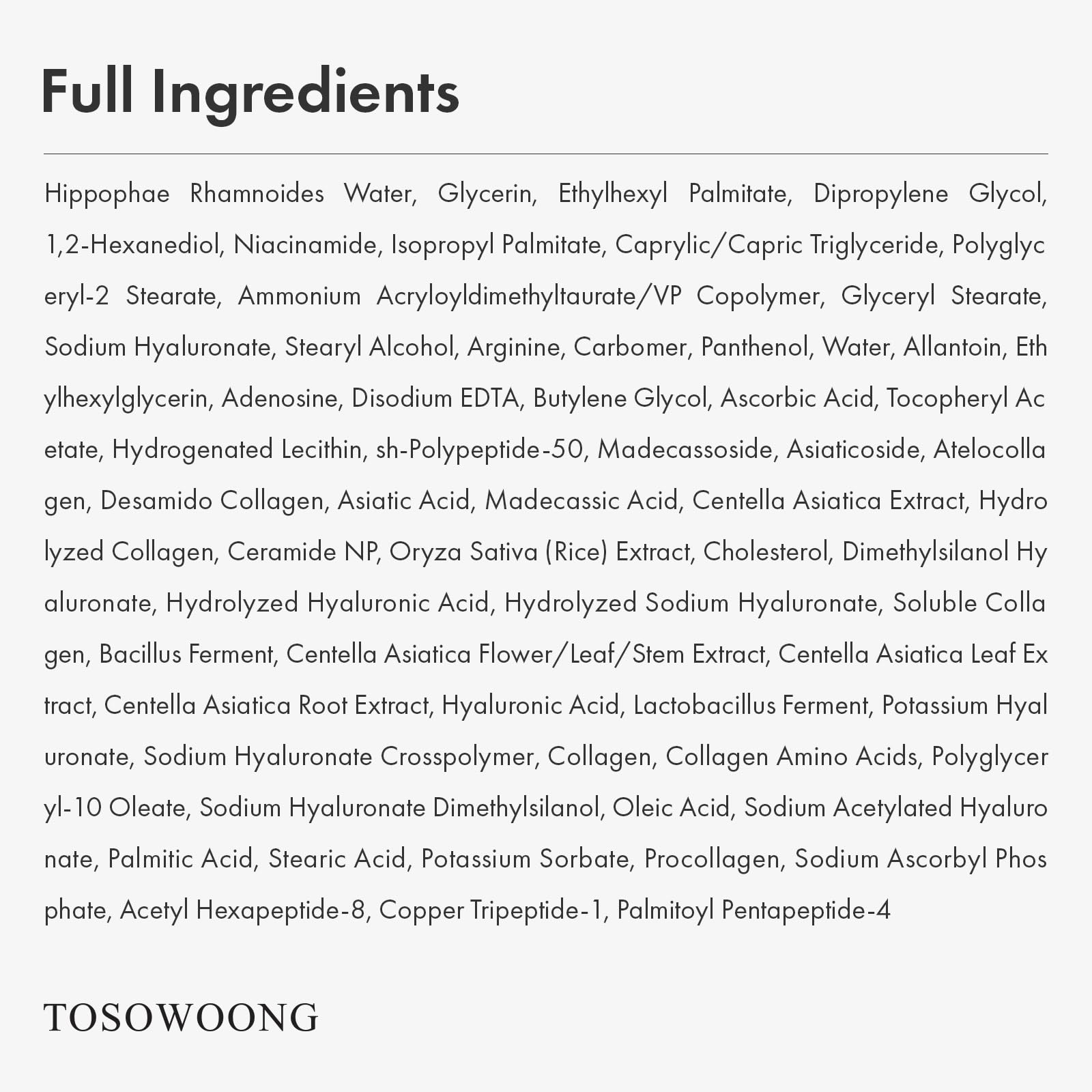 Dermatological-tested label indicating skin-friendly formula from TOSOWOONG.