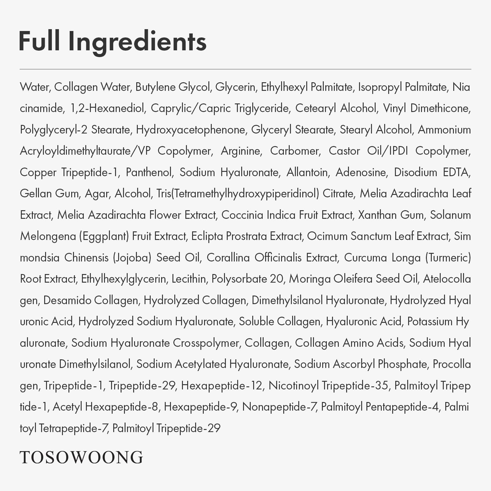 TOSOWOONG Hyaluronic acid hydration image shows lightweight, skin-friendly moisture.