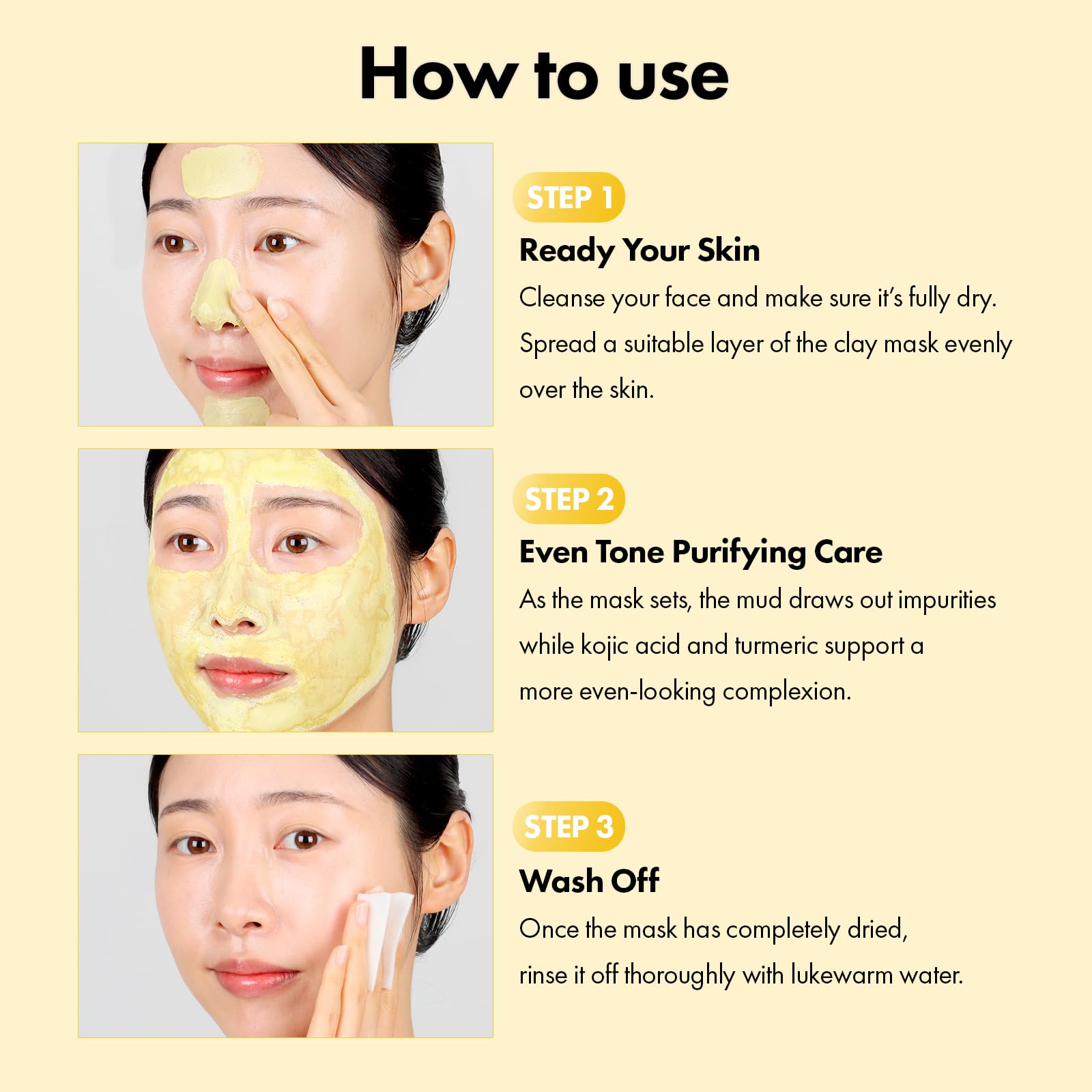 TOSOWOONG turmeric and mud ingredients visual highlighting natural brightening benefits