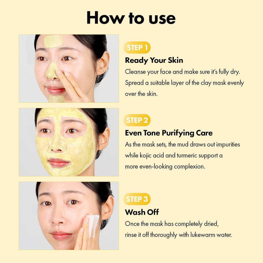 TOSOWOONG turmeric and mud ingredients visual highlighting natural brightening benefits
