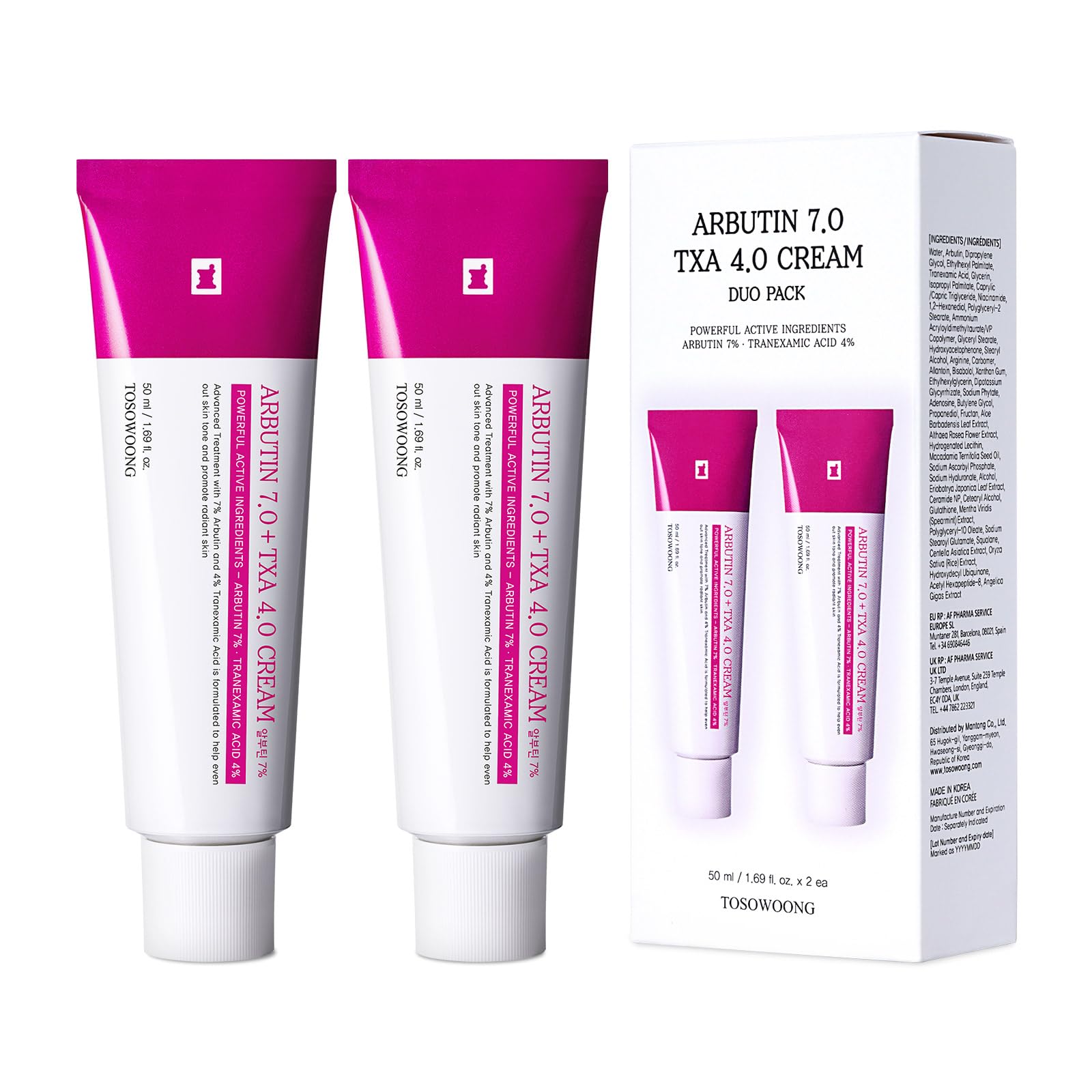 TOSOWOONG jar front showing label and brightening cream benefits