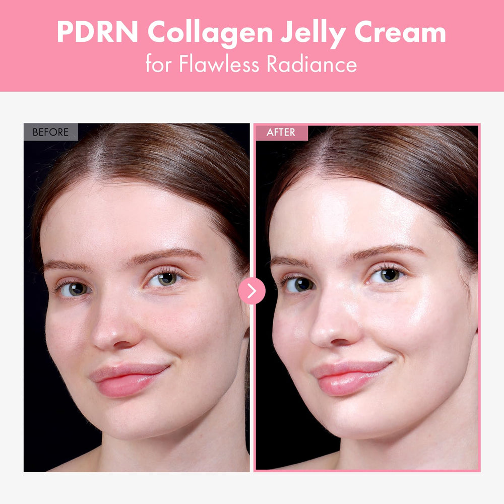 TOSOWOONG PDRN Collagen Jelly Cream being applied to skin for even tone and smooth texture.