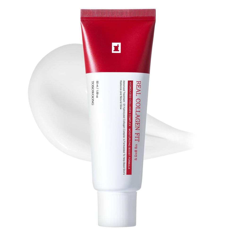 TOSOWOONG Real Collagen Fit jar close-up showing hydrating texture for glow