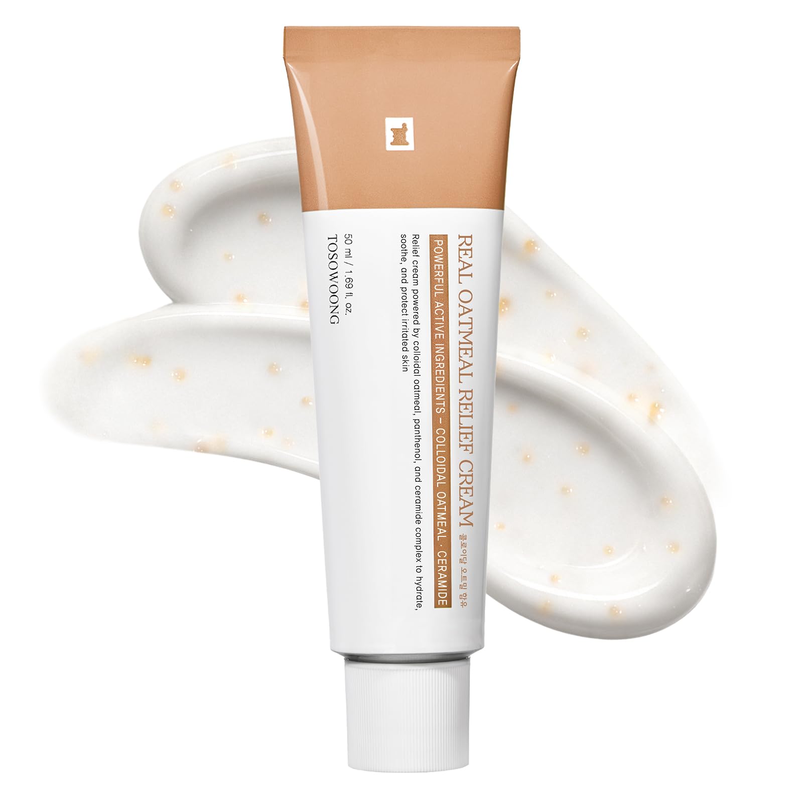 TOSOWOONG Real Oatmeal Relief Cream bottle ready for daily hydration.