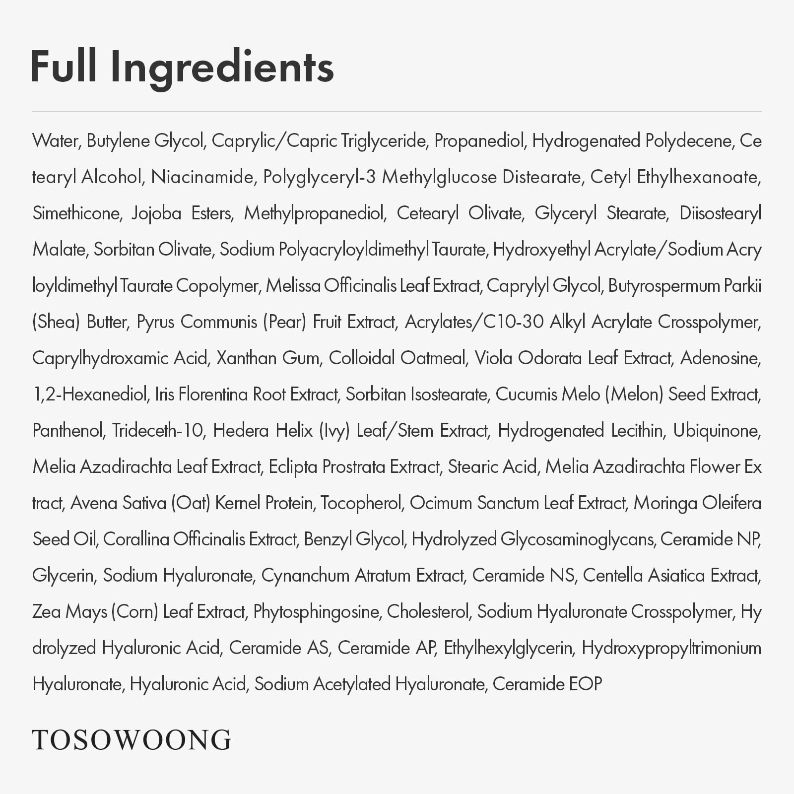 TOSOWOONG Real Oatmeal Relief Cream on daily skincare setup for barrier support.
