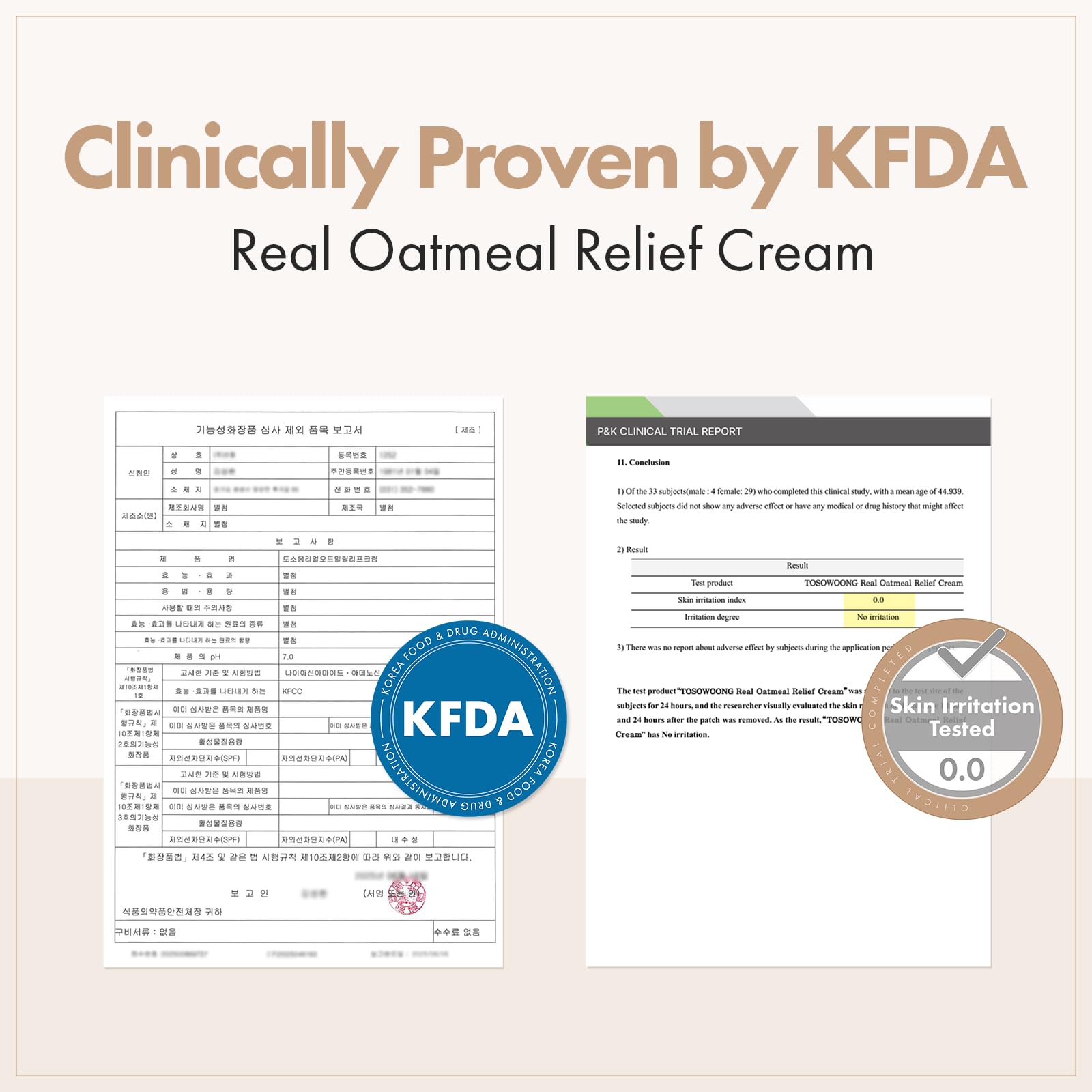 TOSOWOONG Real Oatmeal Relief Cream jar open evokes creamy hydration for sensitive skin.