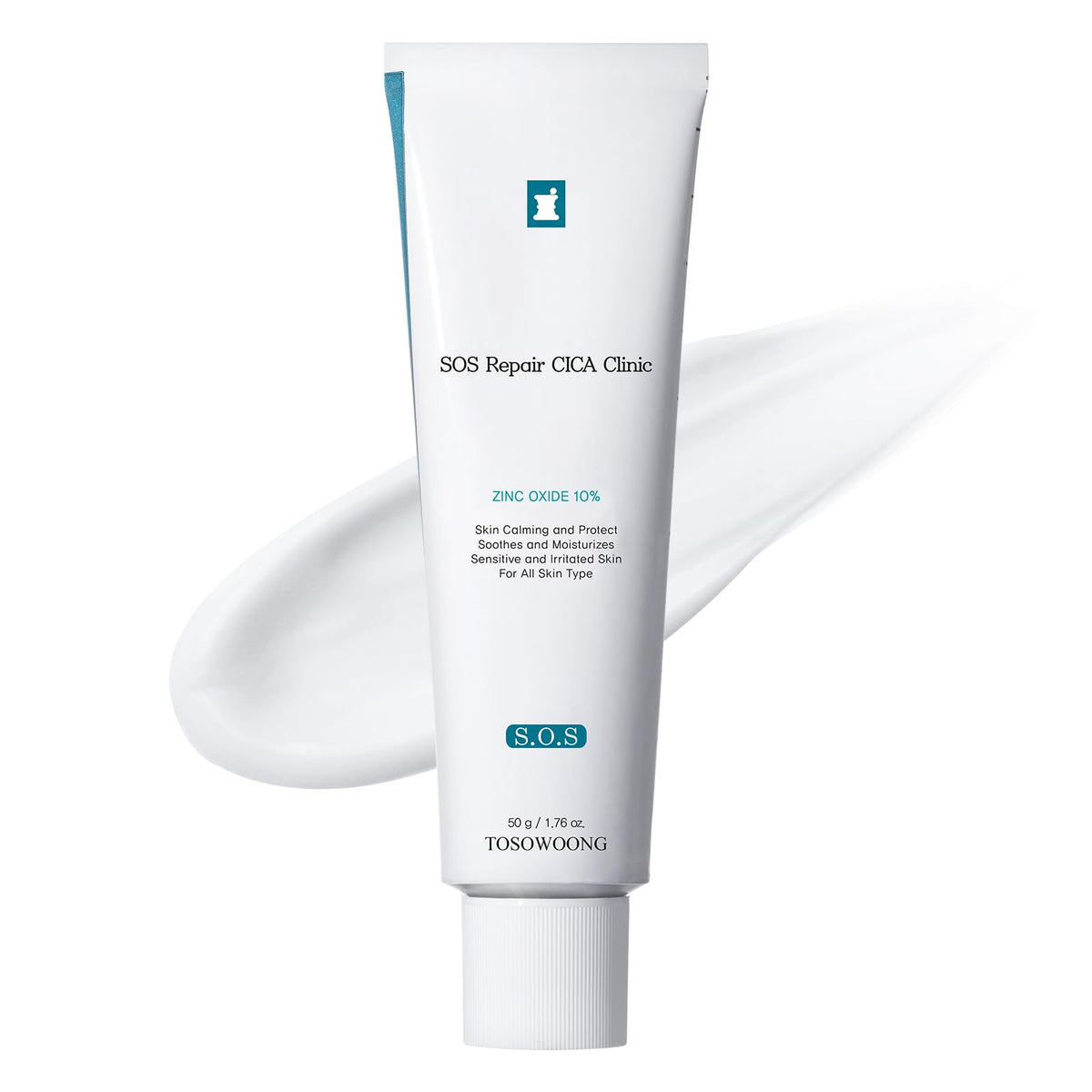 TOSOWOONG SOS Repair CICA Cream tube demonstrates easy-on-the-go packaging.