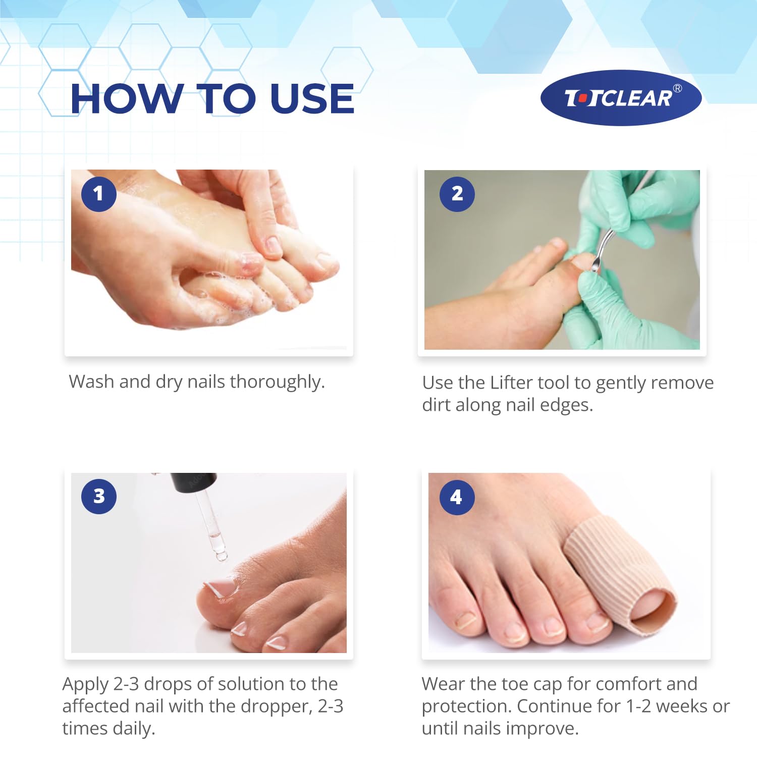 TOTCLEAR precise lifter tool in use for safe nail care