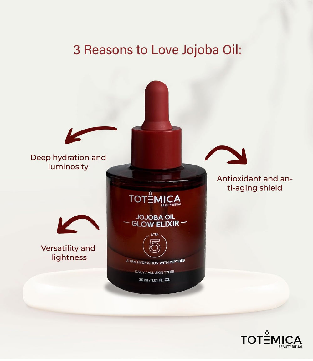 Totemica Organic Jojoba Oil Glow Elixir hair application adding shine and smooth ends
