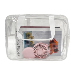 TotePrint bolsa de PVC clara para cosméticos, facilita localizar artículos sin abrir.