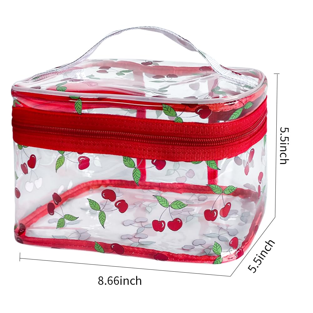 TotePrint Cherry Clear bag close-up of smooth zipper for secure access