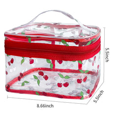 TotePrint Cherry Clear bag close-up of smooth zipper for secure access