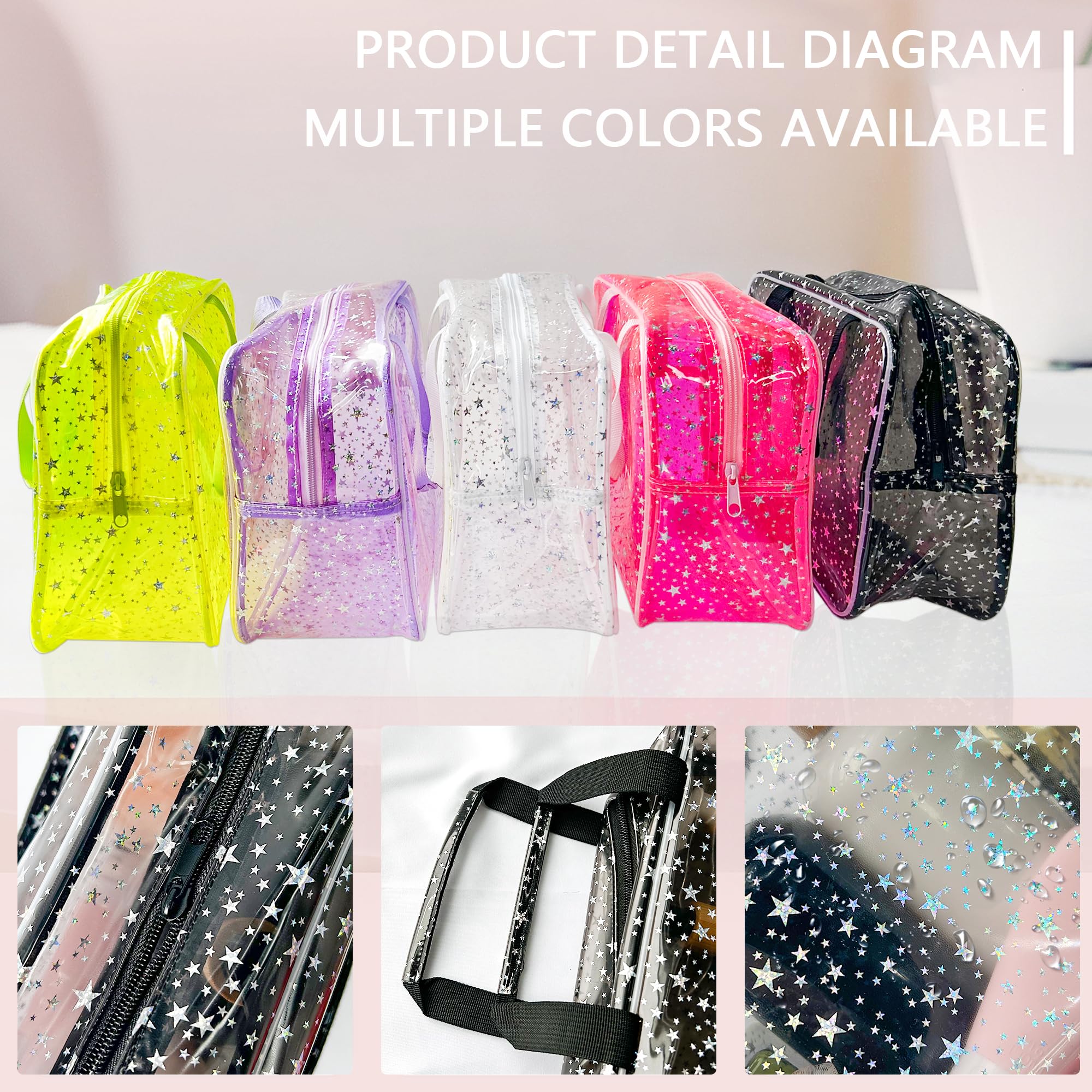 TotePrint hot pink star bag transparent visibility aids fast item checks on busy mornings.