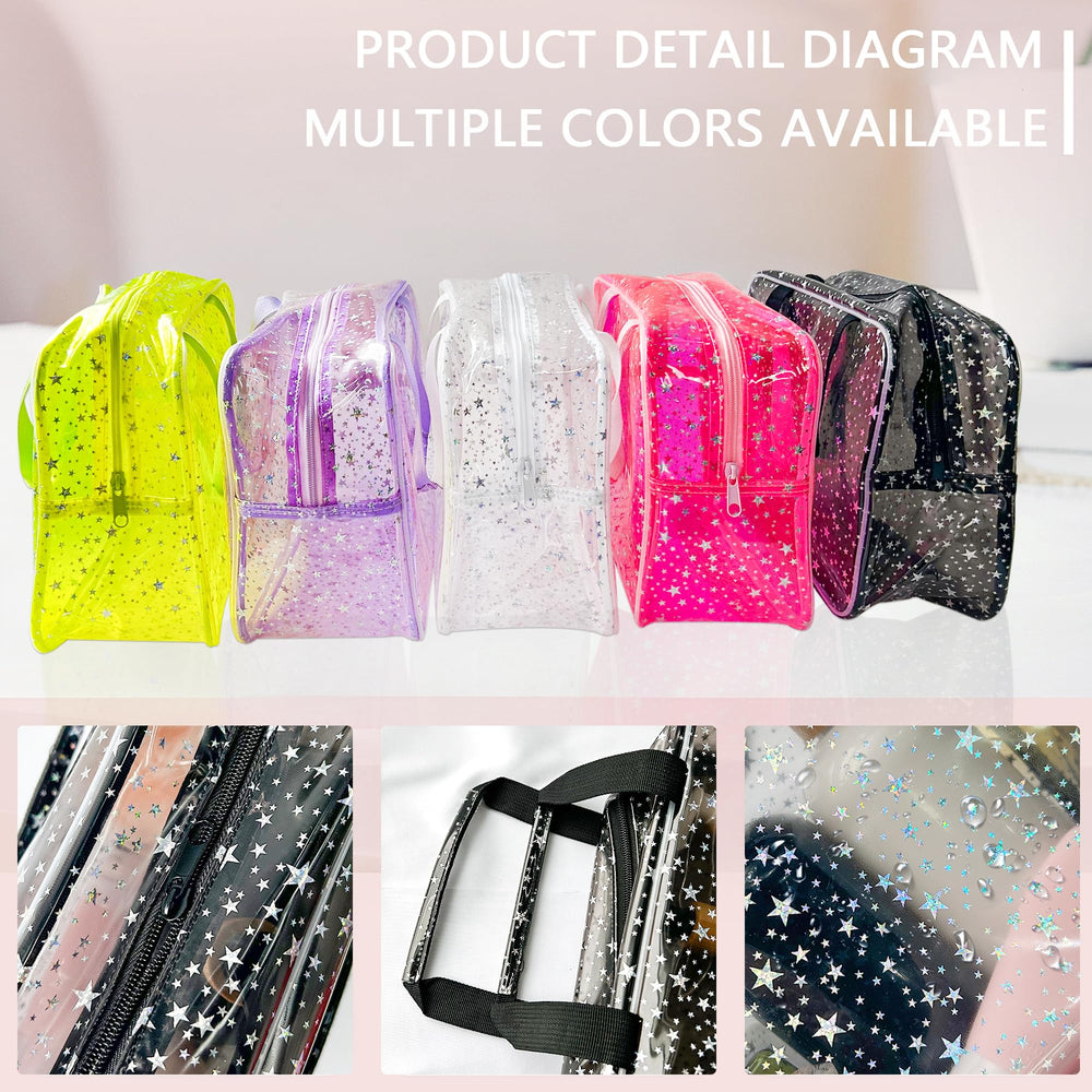 TotePrint hot pink star bag transparent visibility aids fast item checks on busy mornings.