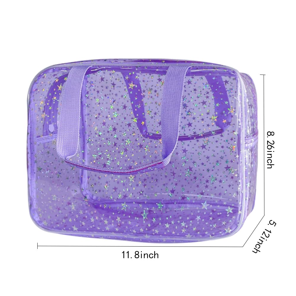 TotePrint Twinkle Star makeup bag inside view reveals transparent design for item visibility