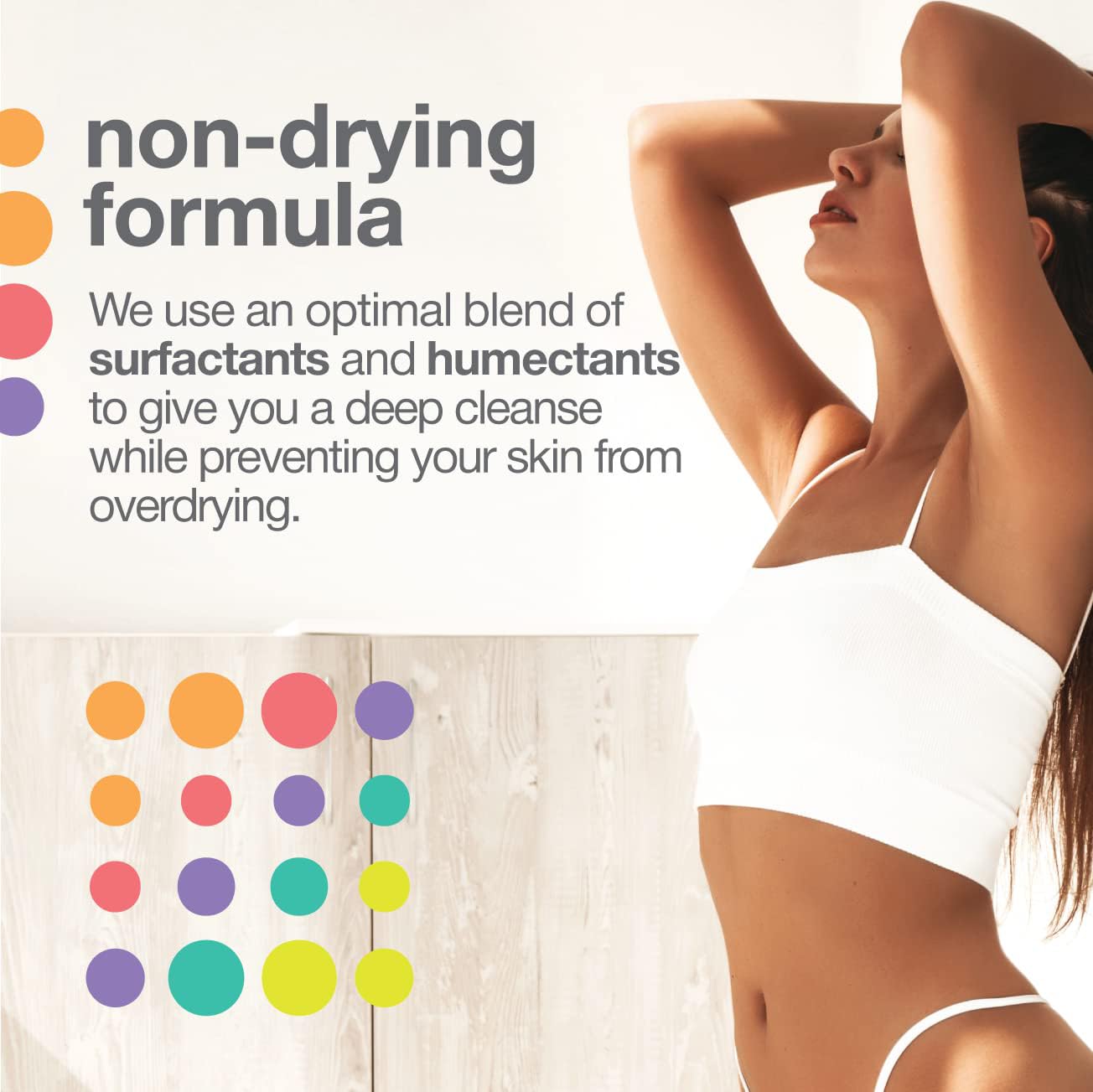 A daily ritual scene with TOUCH Glycolic Lotion focuses on smoother texture.