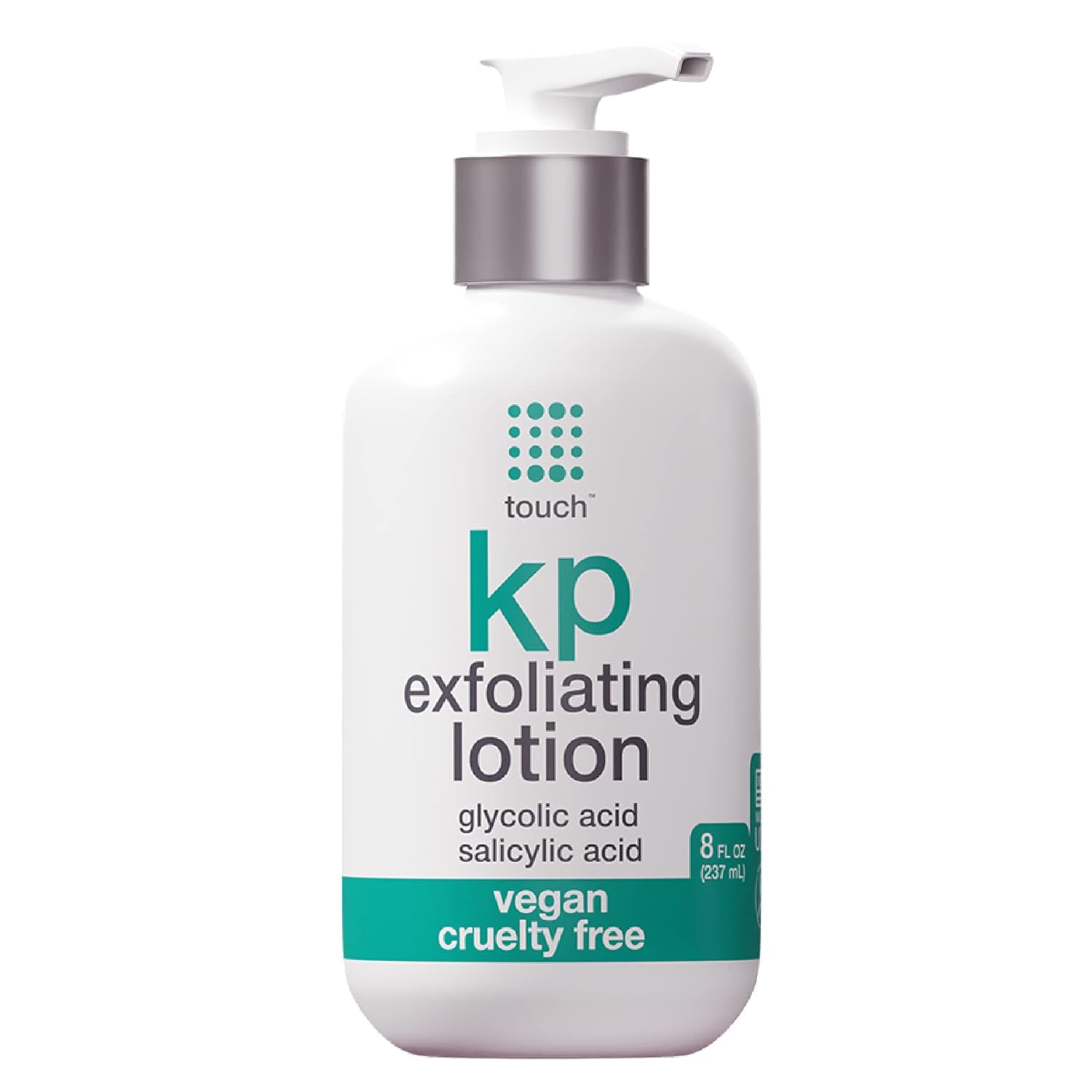 TOUCH Glycolic Acid Lotion packaging promotes KP exfoliation for smoother skin.