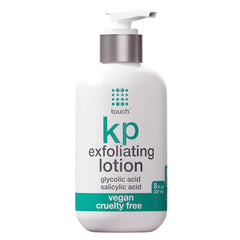 TOUCH Glycolic Acid Lotion packaging promotes KP exfoliation for smoother skin.