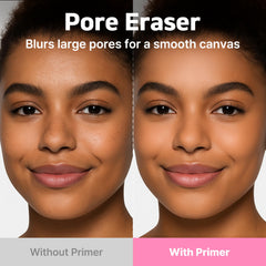 Touch in Sol No Poreblem Primer blurring finish on skin shows refined texture.