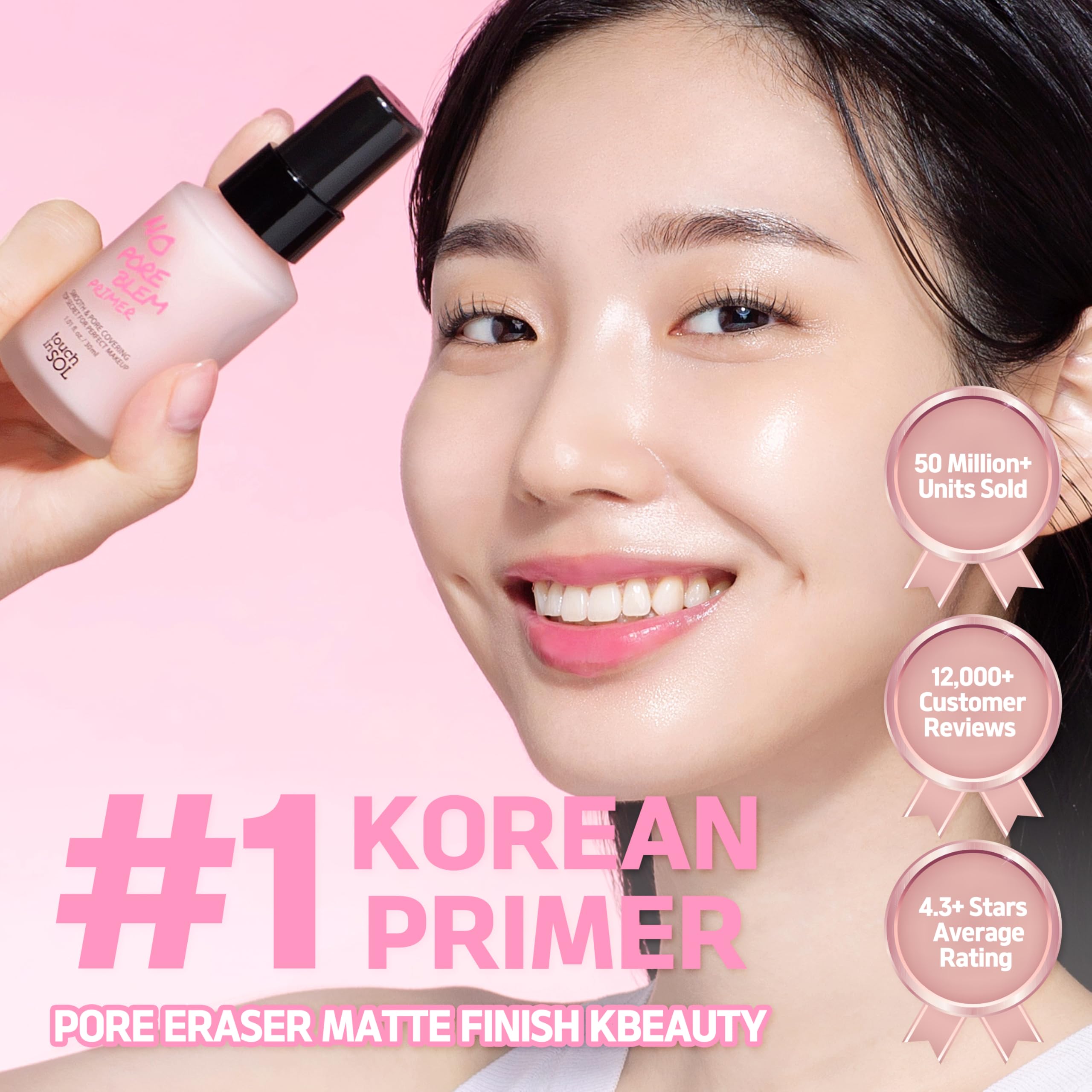 Touch in Sol No Poreblem Primer bottle-dispense highlights easy, even application for matte skin.