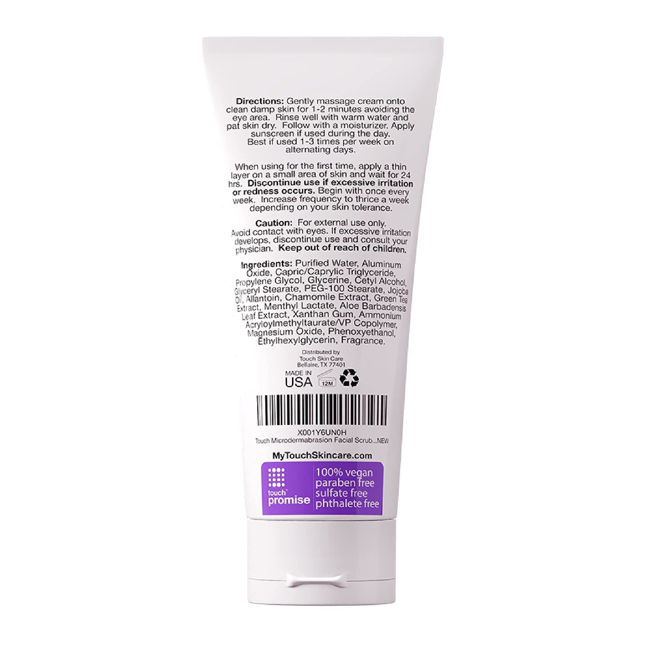 TOUCH microdermabrasion crystals closeup highlighting dermatologist-grade exfoliation action.