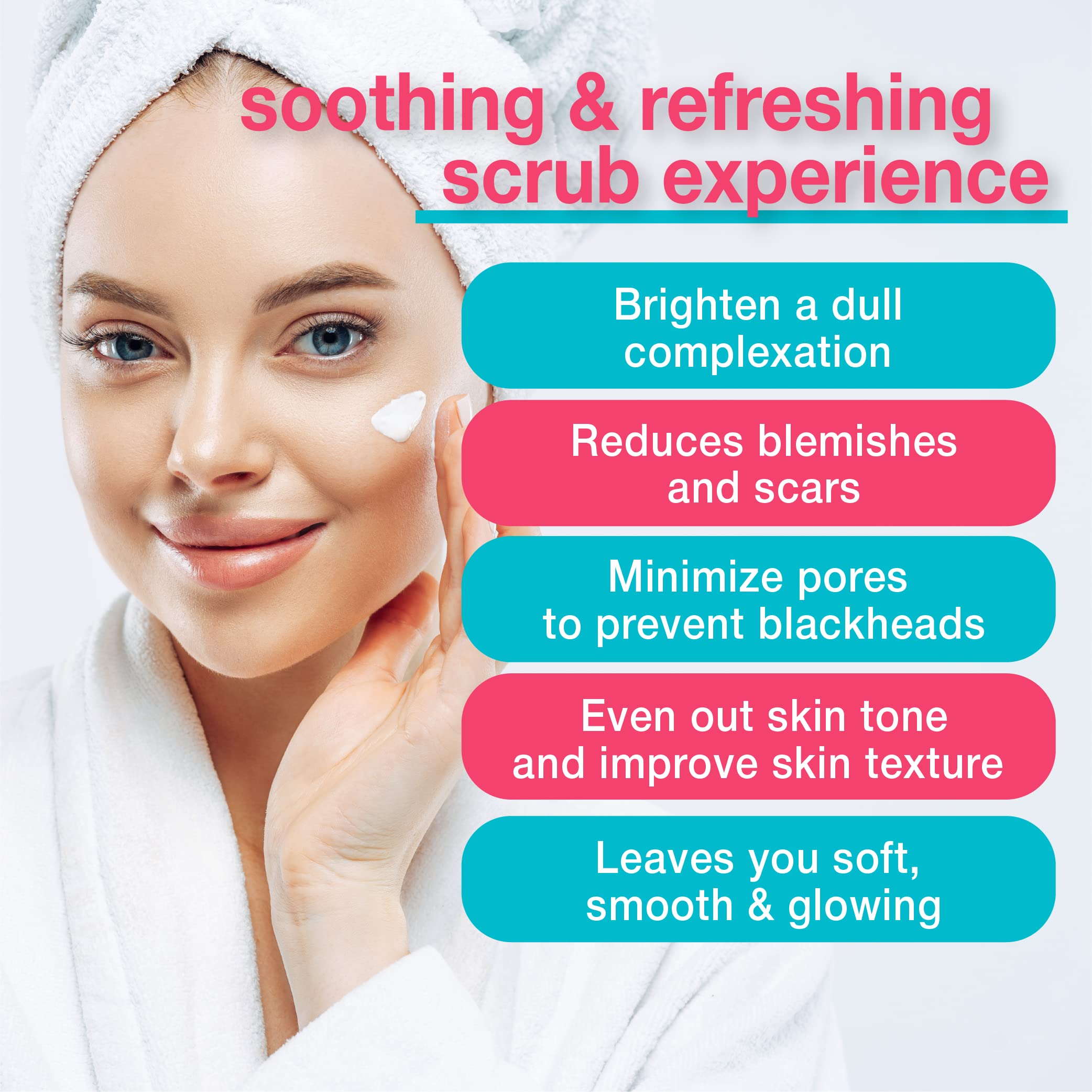 TOUCH microdermabrasion scrub packaging image emphasizing at-home exfoliation convenience.