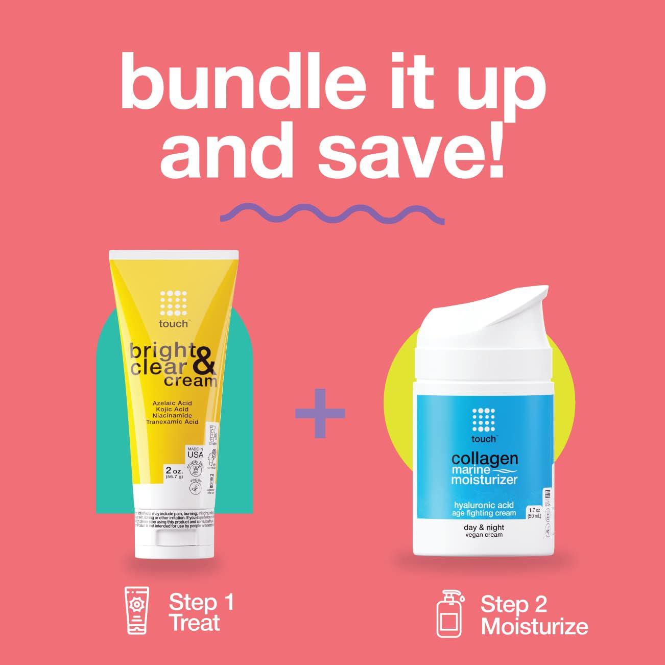 TOUCH Radiance Cream supports multi-area use on face, neck, elbows, underarms, and knees.
