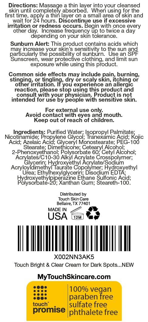TOUCH Radiance Cream is made in the USA with clean skincare ingredients.