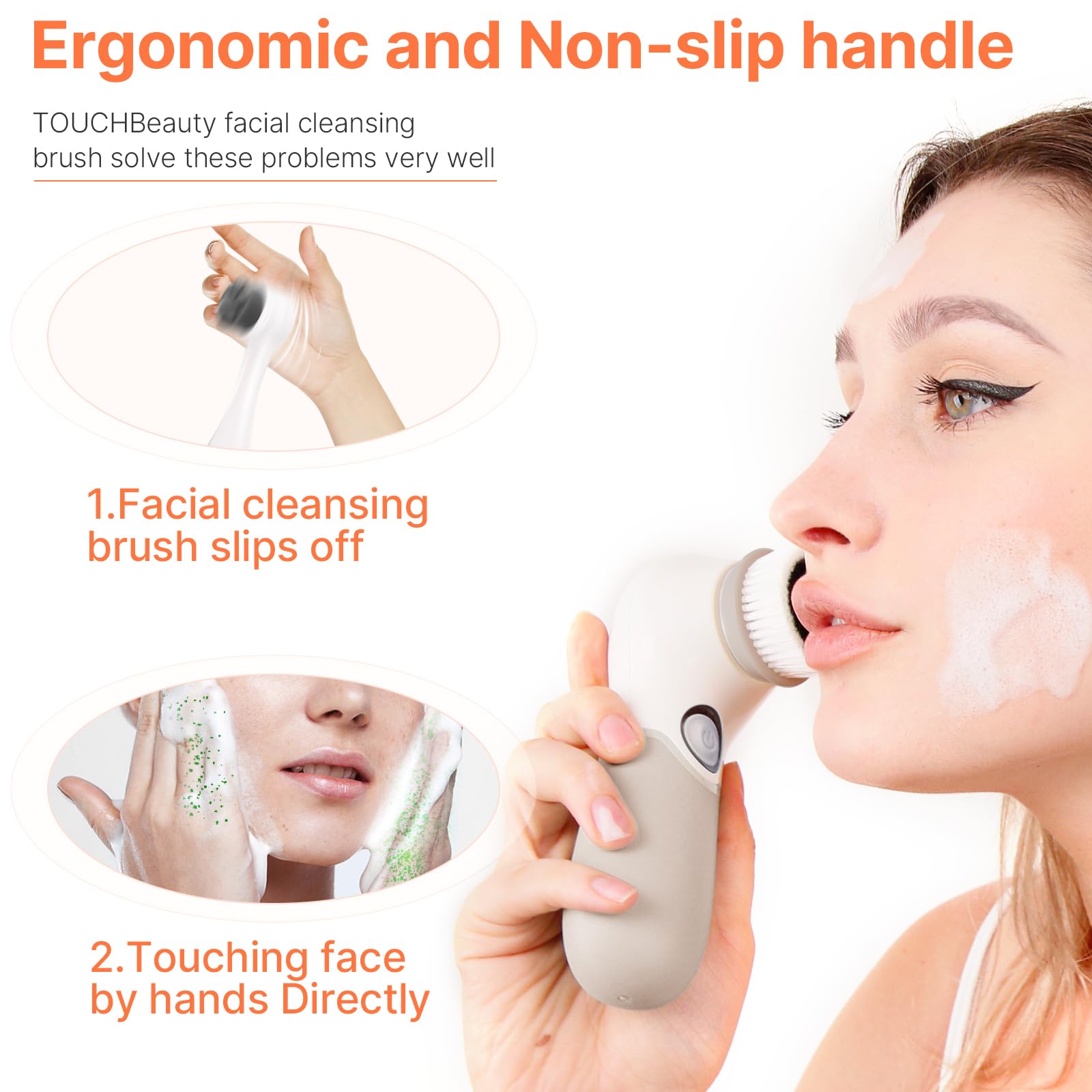 TouchBeauty silicone brush head for sensitive skin and gentle exfoliation